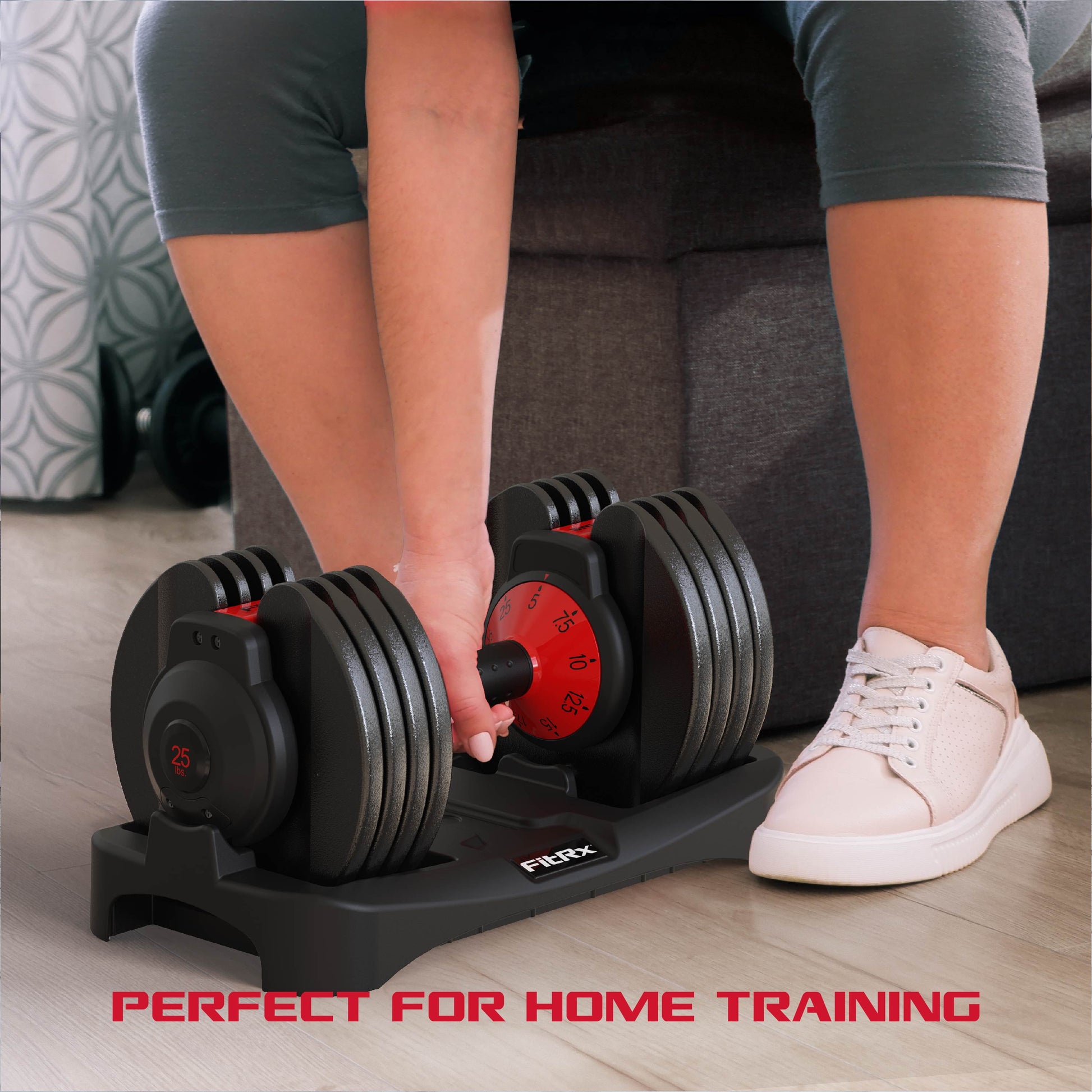 Smartbell, 25Lbs. Quick-Select 9 in 1 Adjustable Dumbbell for Home Gym, 5-25Lbs. Weight in 2.5Lbs Increments