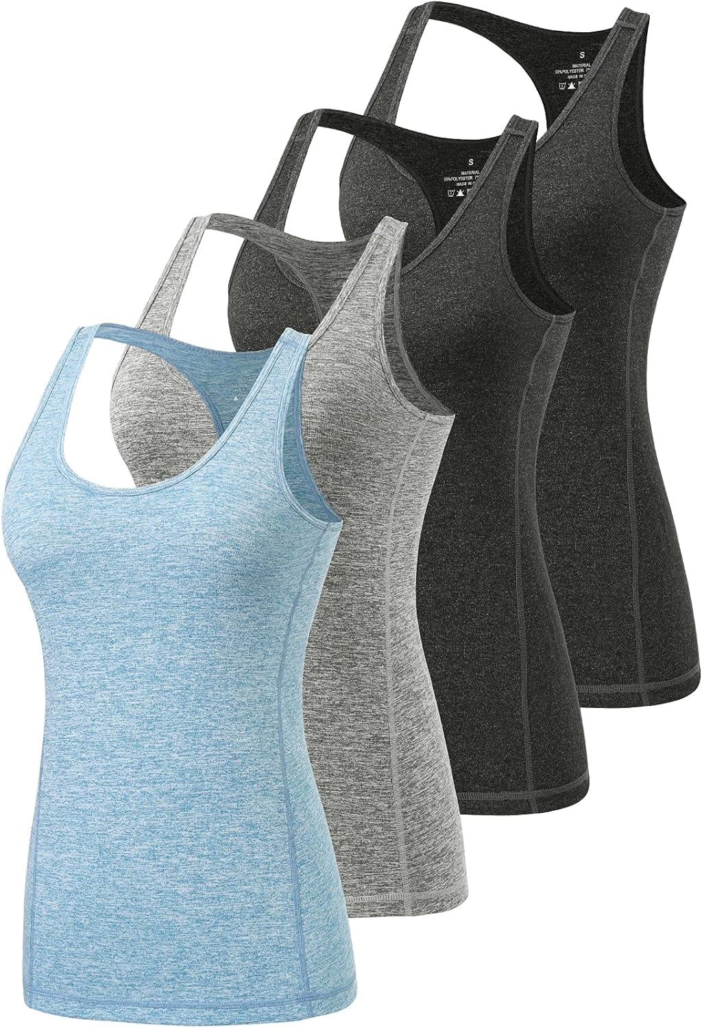 Workout Tank Tops for Women Racerback Athletic Tanks Running Exercise Gym Tank Top - 4 Packs